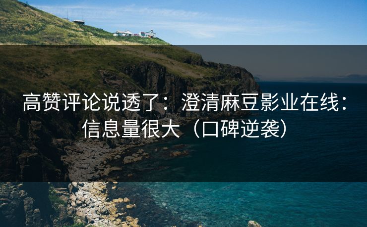 高赞评论说透了：澄清麻豆影业在线：信息量很大（口碑逆袭）