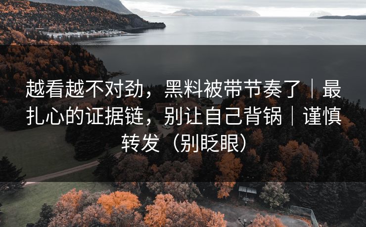 越看越不对劲，黑料被带节奏了｜最扎心的证据链，别让自己背锅｜谨慎转发（别眨眼）