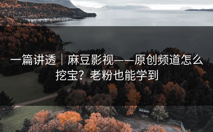 一篇讲透｜麻豆影视——原创频道怎么挖宝？老粉也能学到
