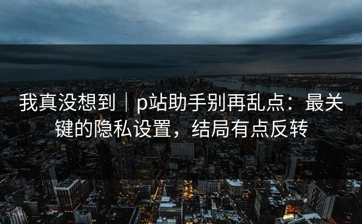 我真没想到｜p站助手别再乱点：最关键的隐私设置，结局有点反转