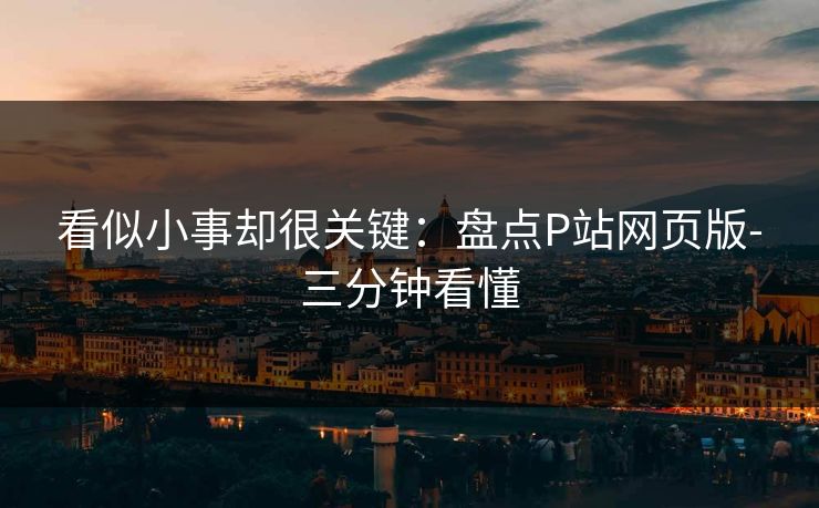看似小事却很关键：盘点P站网页版-三分钟看懂
