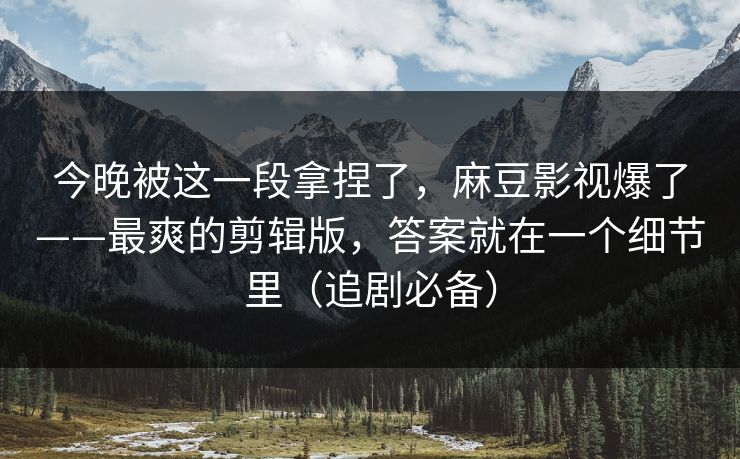 今晚被这一段拿捏了，麻豆影视爆了——最爽的剪辑版，答案就在一个细节里（追剧必备）