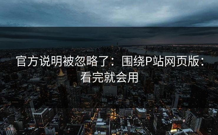 官方说明被忽略了：围绕P站网页版：看完就会用