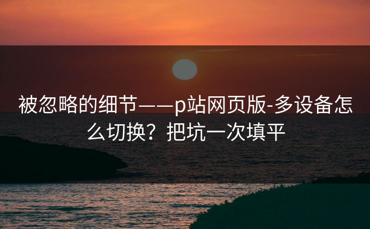 被忽略的细节——p站网页版-多设备怎么切换？把坑一次填平