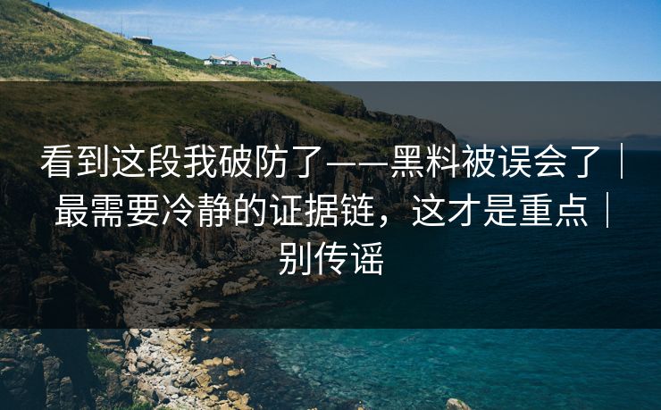 看到这段我破防了——黑料被误会了｜最需要冷静的证据链，这才是重点｜别传谣