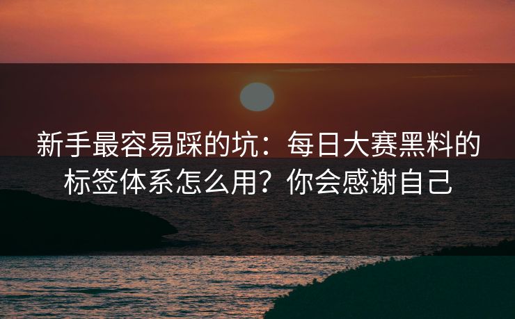 新手最容易踩的坑：每日大赛黑料的标签体系怎么用？你会感谢自己